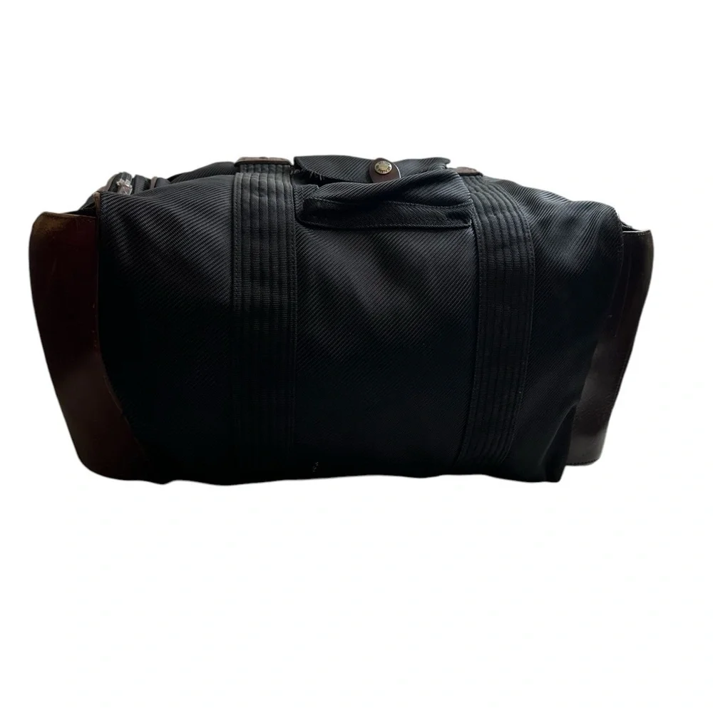 Vintage Filson Heritage Black Nylon Duffle Bag Leather Trim Medium